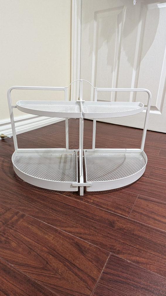 White Metal Folding Corner Shelf