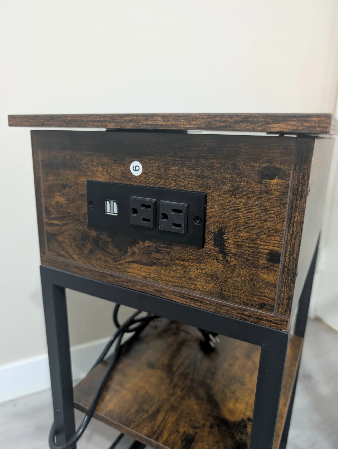 Wood & Metal Nightstand with USB Ports - photo 4