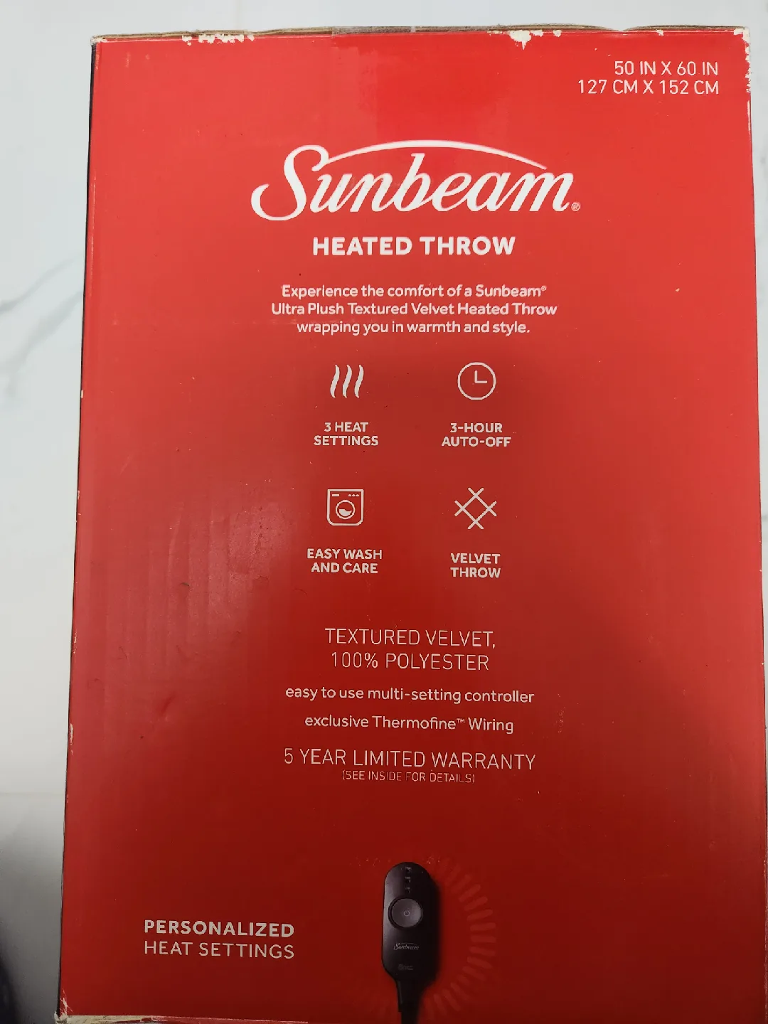 Sunbeam Heated Throw Velvet 50x60in image indicator(3)