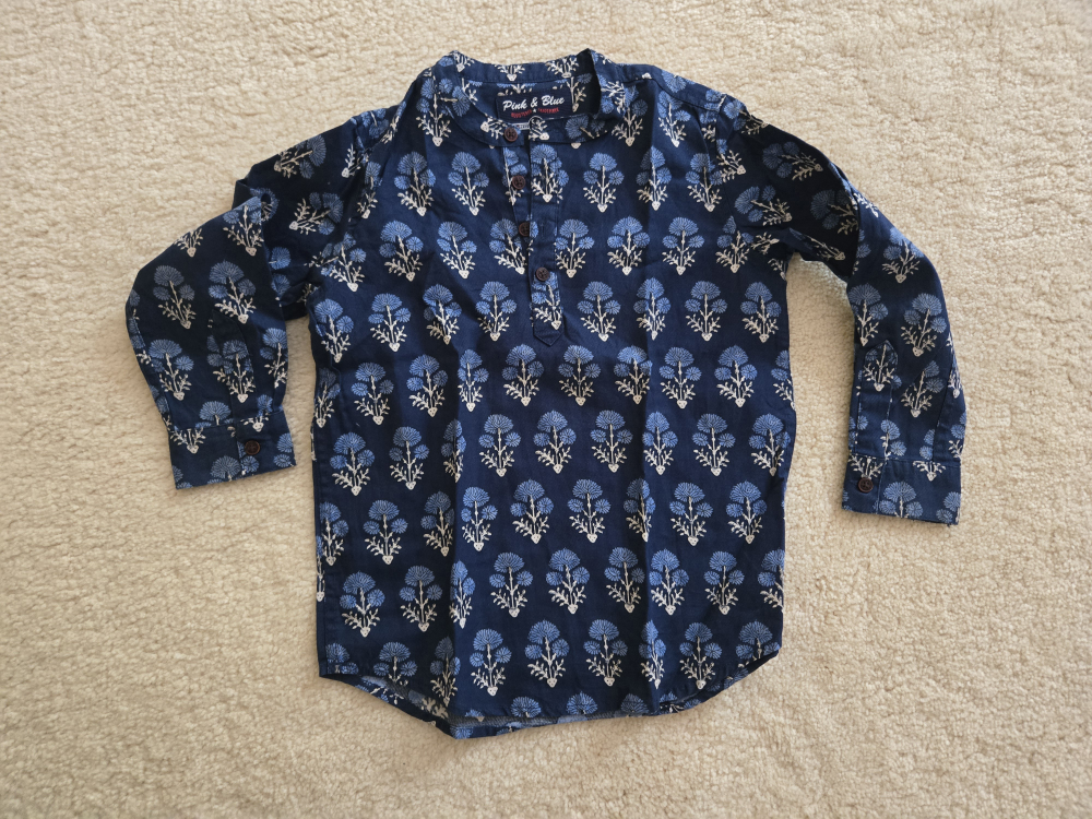 Boys Cotton Short Kurta/ Shirt - Size 5/6 Years