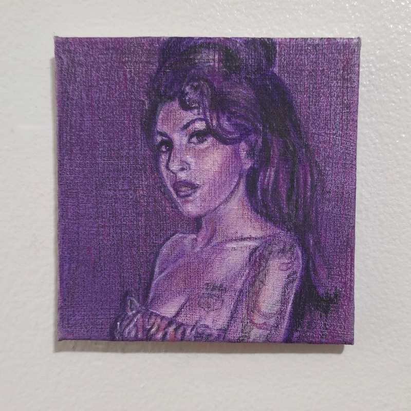 Iridescent Amy Winehouse watercolor painting