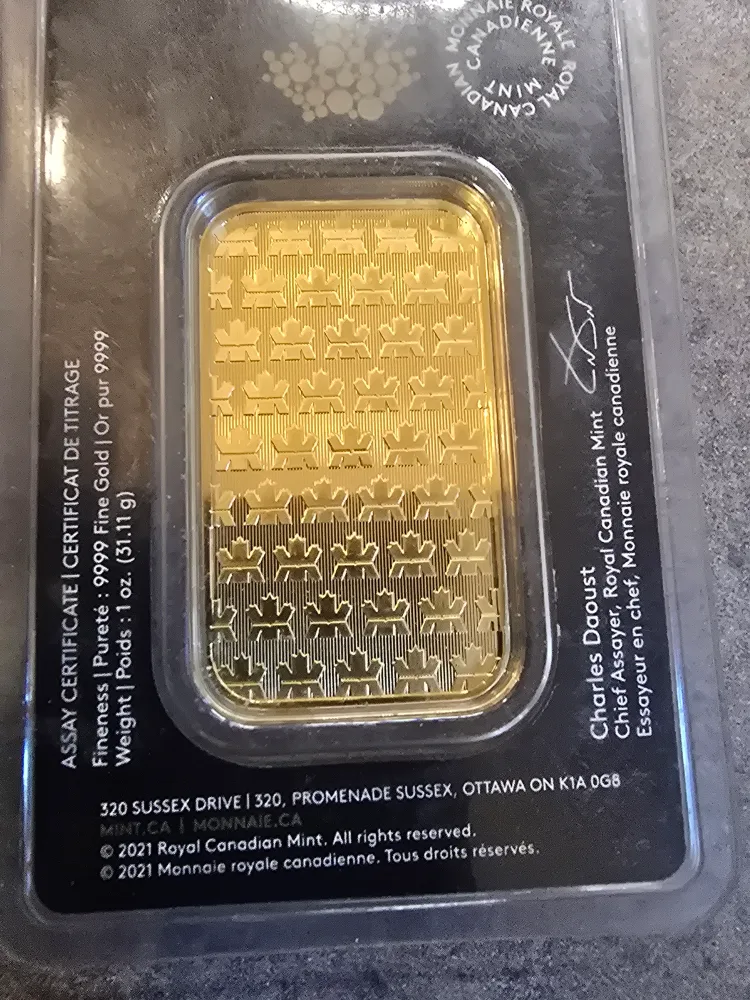 Royal Canadian Mint 9999 Fine Gold Bar - 1 oz image indicator(2)