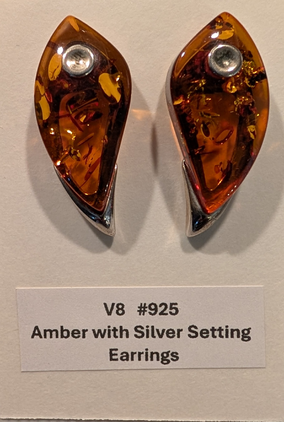 Amber V8 #925 Earrings made in Poland