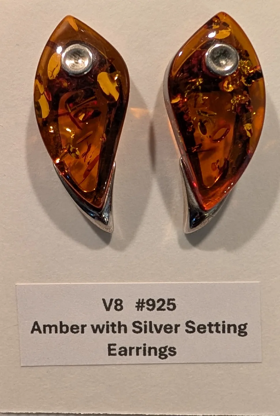Amber V8 #925 Earrings made in Poland thumbnail