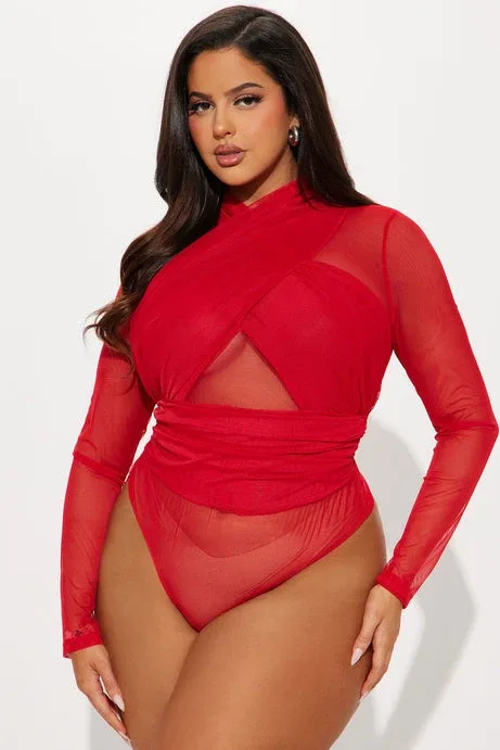 Fashion Nova Red Bodysuit - Size 1X but fit like a Large/Medium image indicator(2)