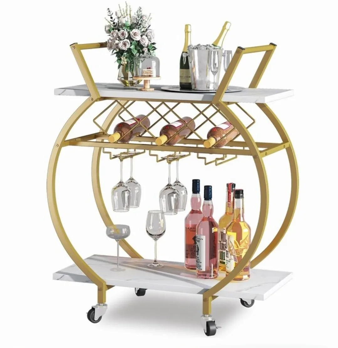 Gold & Marble Finish Bar Cart image indicator(3)