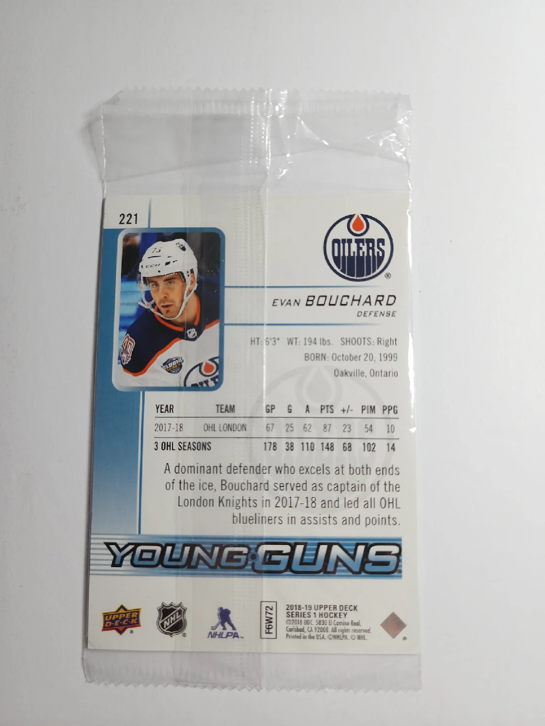 Evan Bouchard Oilers Young Guns Hockey Card - photo 2