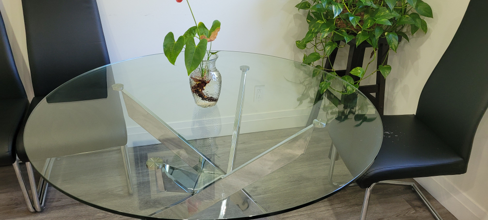 Glass Top Dining Table with 4 Black Chairs - photo 2