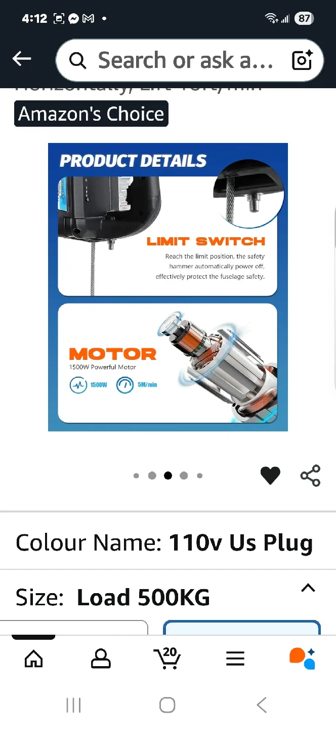 NEWTRY 3 in 1 Electric Hoist Winch 1100lb image indicator(3)