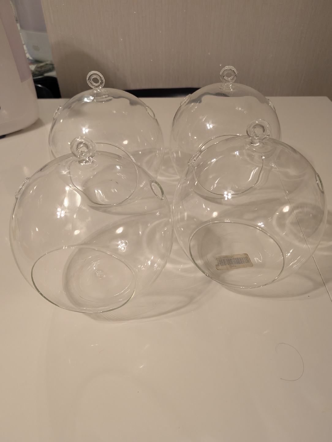 4 Clear Glass Hanging Terrarium Globes - 4" Diameter