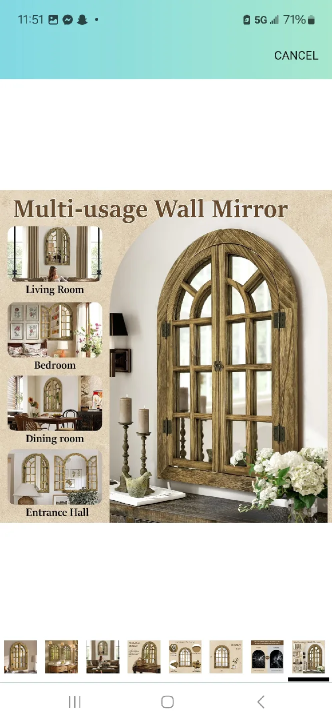 Vintage Farmhouse Wooden Frame Window Mirror image indicator(8)