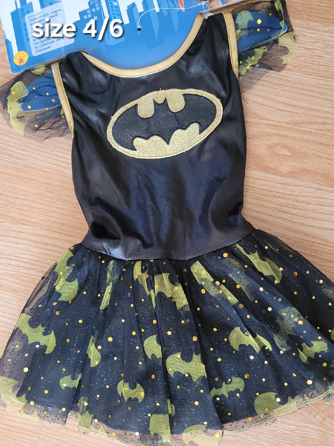 Batman Tutu Dress, Cape, Gauntlet, Size 4/6