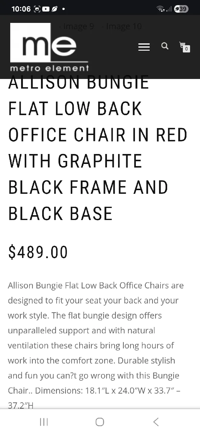 🥕 Euro TWIG720 12540BLK Black Office Chair, Bungee Cord 🥕 image indicator(8)