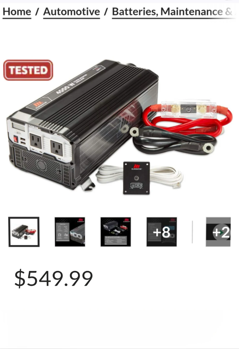 NEW MotoMaster Eliminator 4000W Power Inverter
