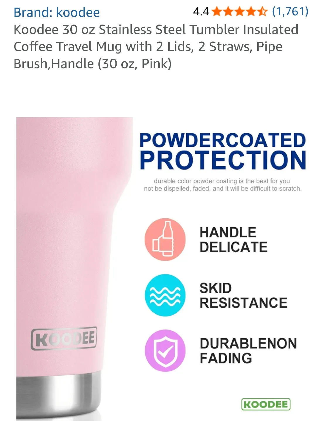 YETI Rambler Dupe - 30oz Tumbler with Handle (Powder Pink) image indicator(7)