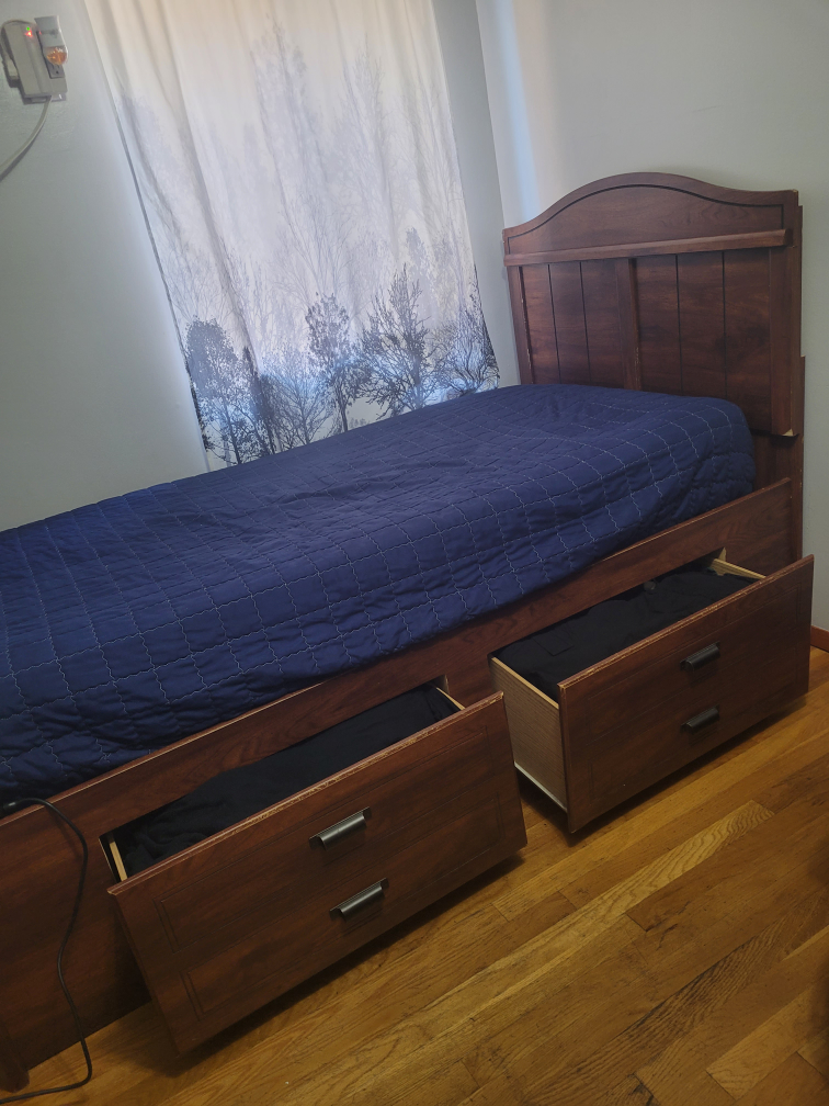 Wooden Bed Frame with Storage Drawers