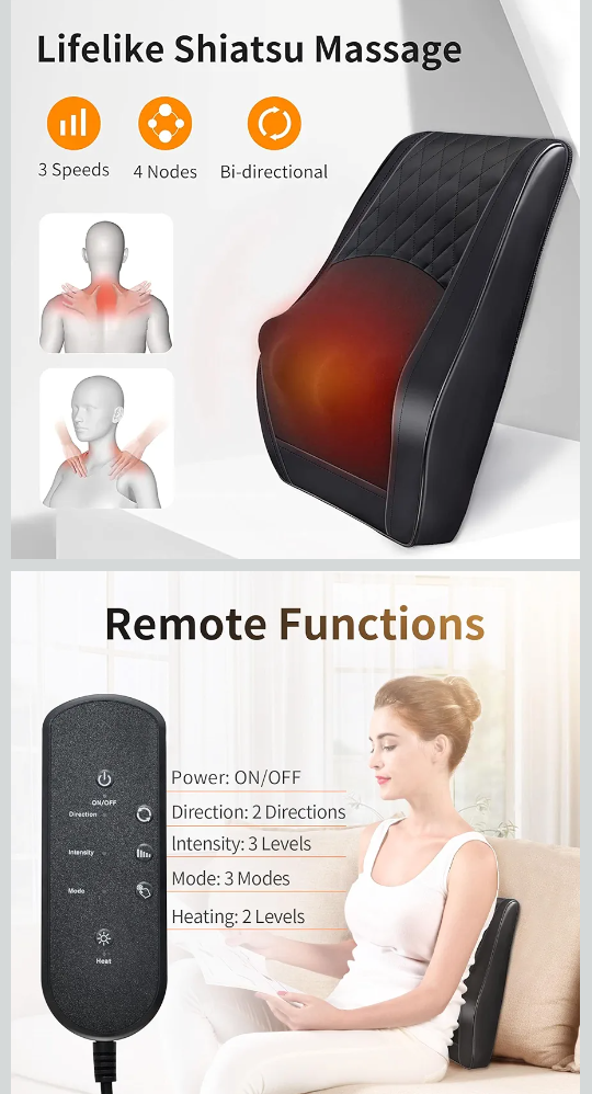 Shiatsu Back Massager with Heat & Remote - photo 3