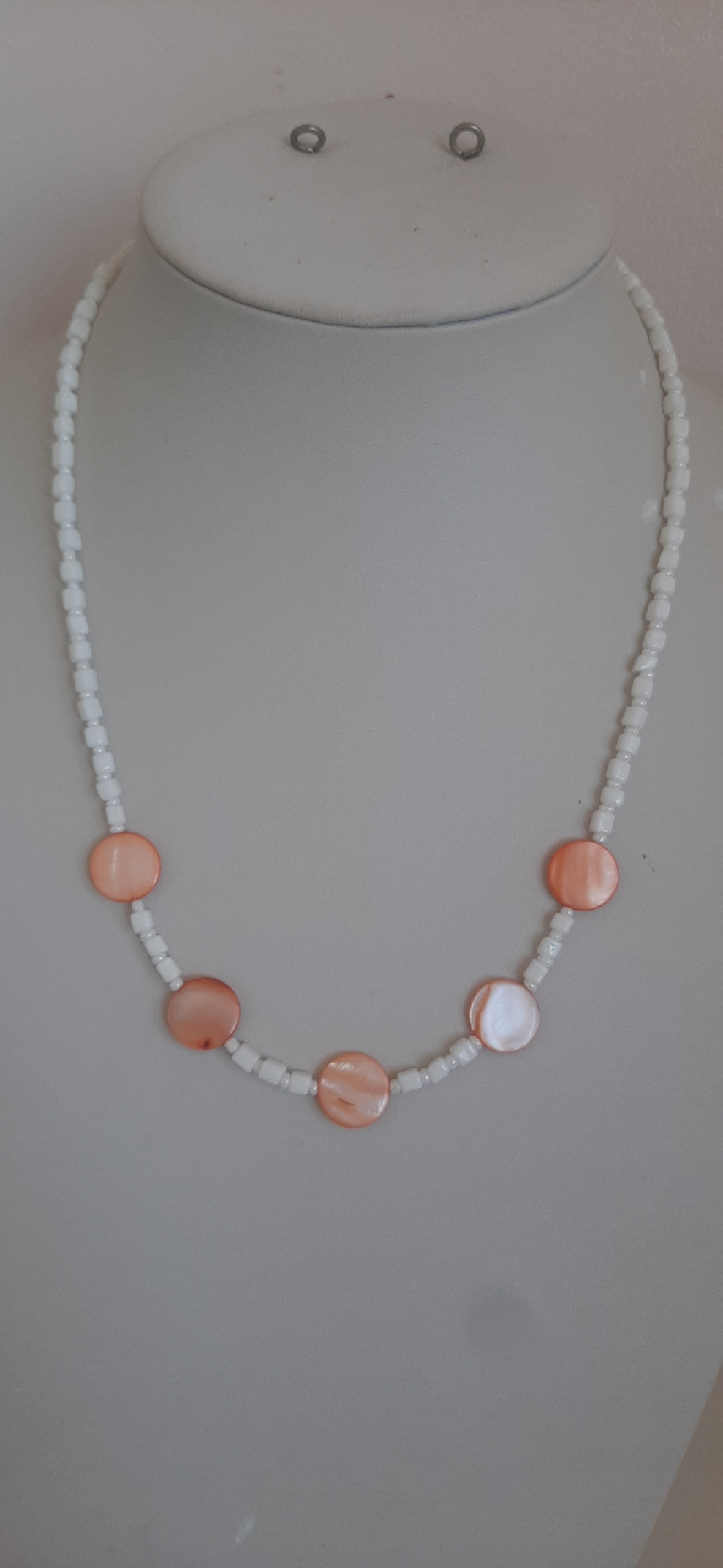 Turquoise & Peach Beaded Necklace - photo 2