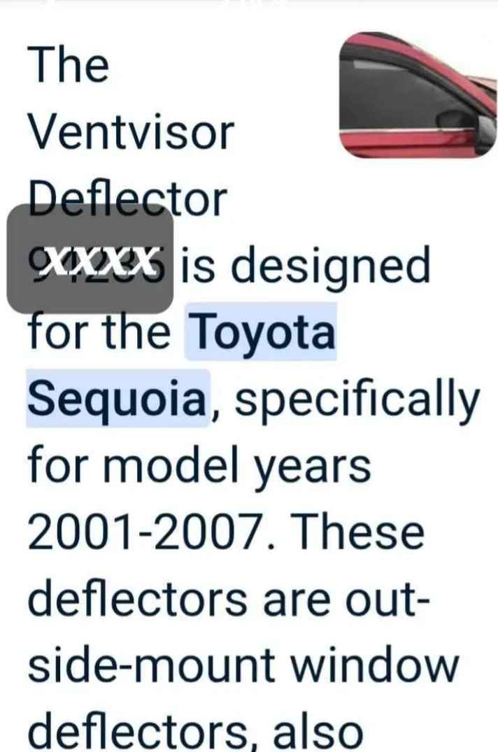 Auto Ventshade Ventvisor for Toyota Sequoia (2001-2007) image indicator(2)