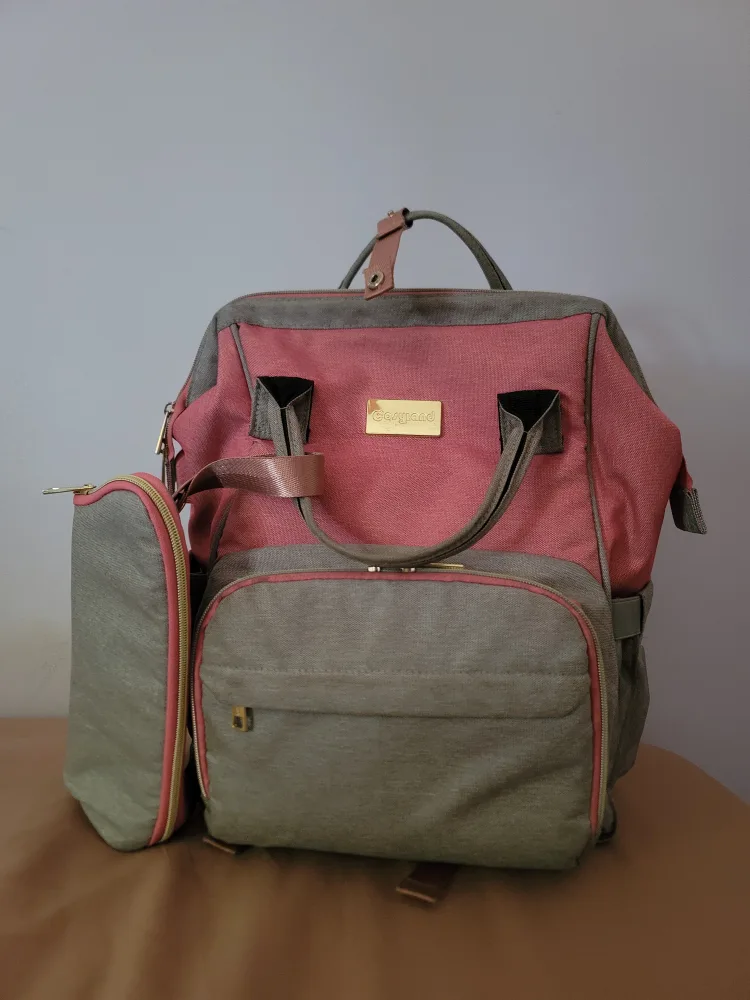 Baby Diaper Bag Backpack - Pink & Grey thumbnail