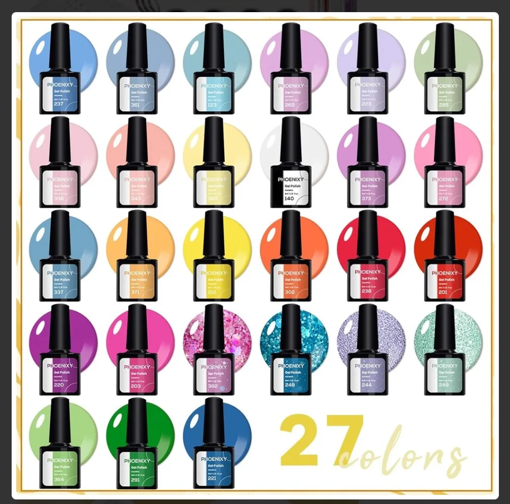 PHOENIXY Nail Kit with 27 Colours & UV LED Lamp image indicator(2)