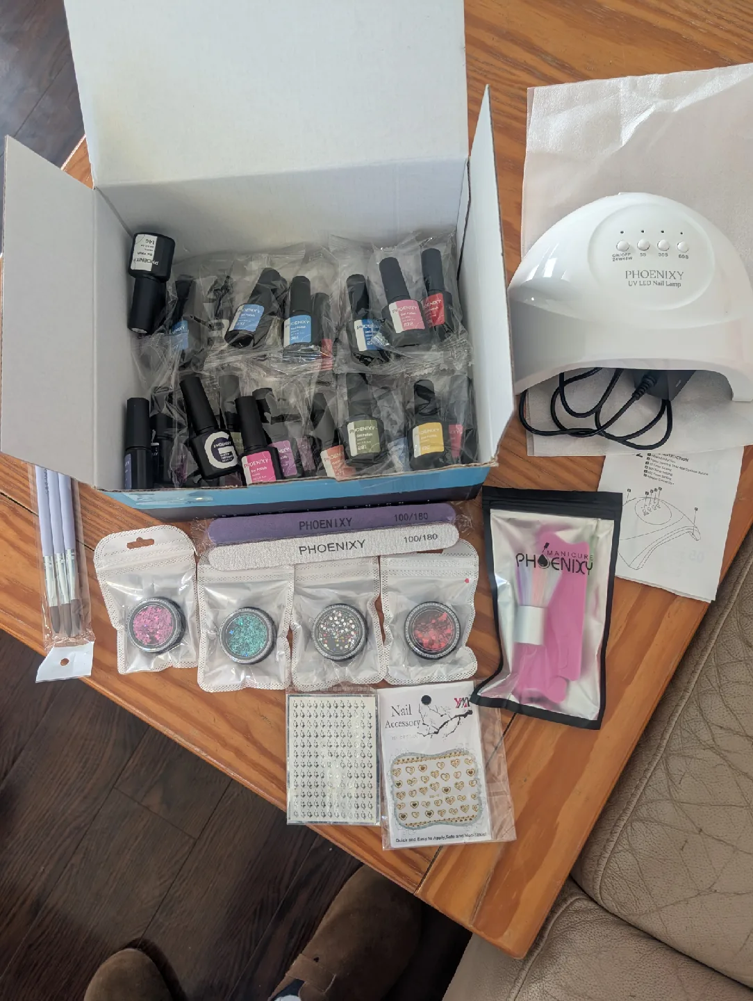 PHOENIXY Nail Kit with 27 Colours & UV LED Lamp image indicator(4)