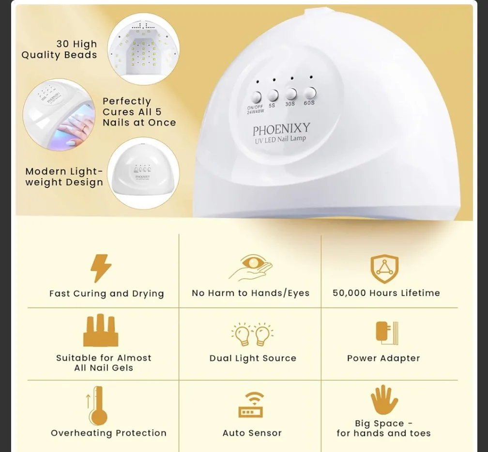PHOENIXY Nail Kit with 27 Colours & UV LED Lamp image indicator(5)