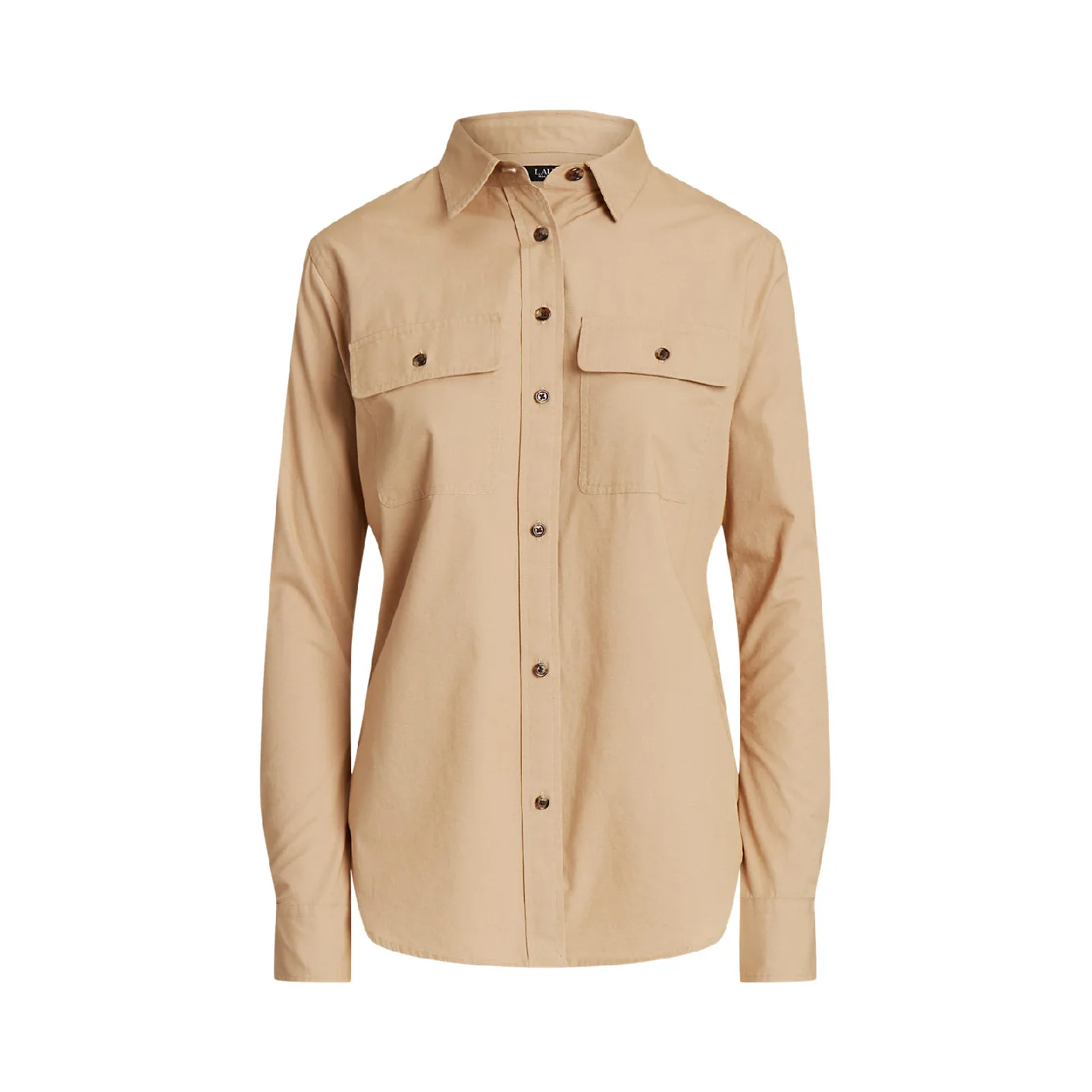 Ralph Lauren Leather-Trim Featherweight Twill Shirt - NEW image indicator(5)