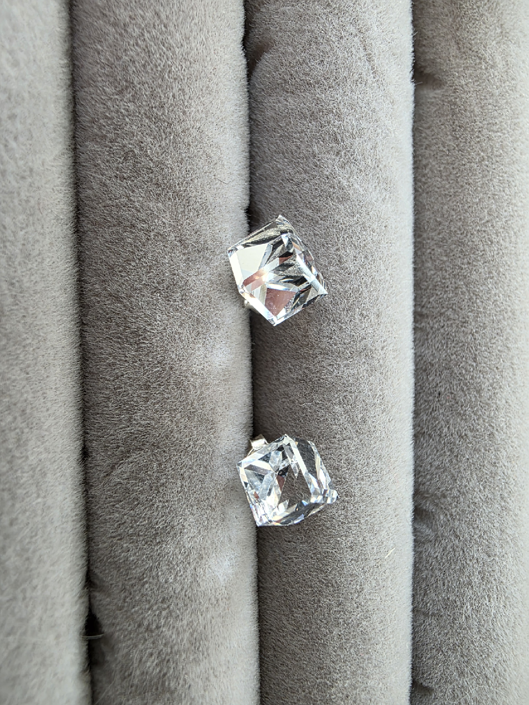 Cube Crystal Silver Earrings