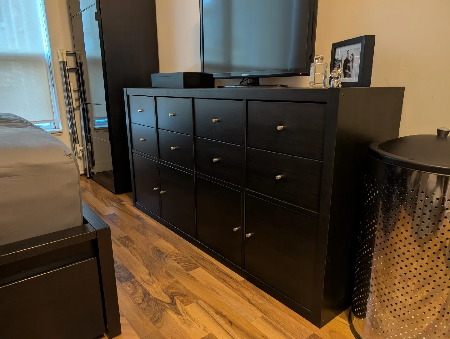 Black Cabinet with Drawers and Doors