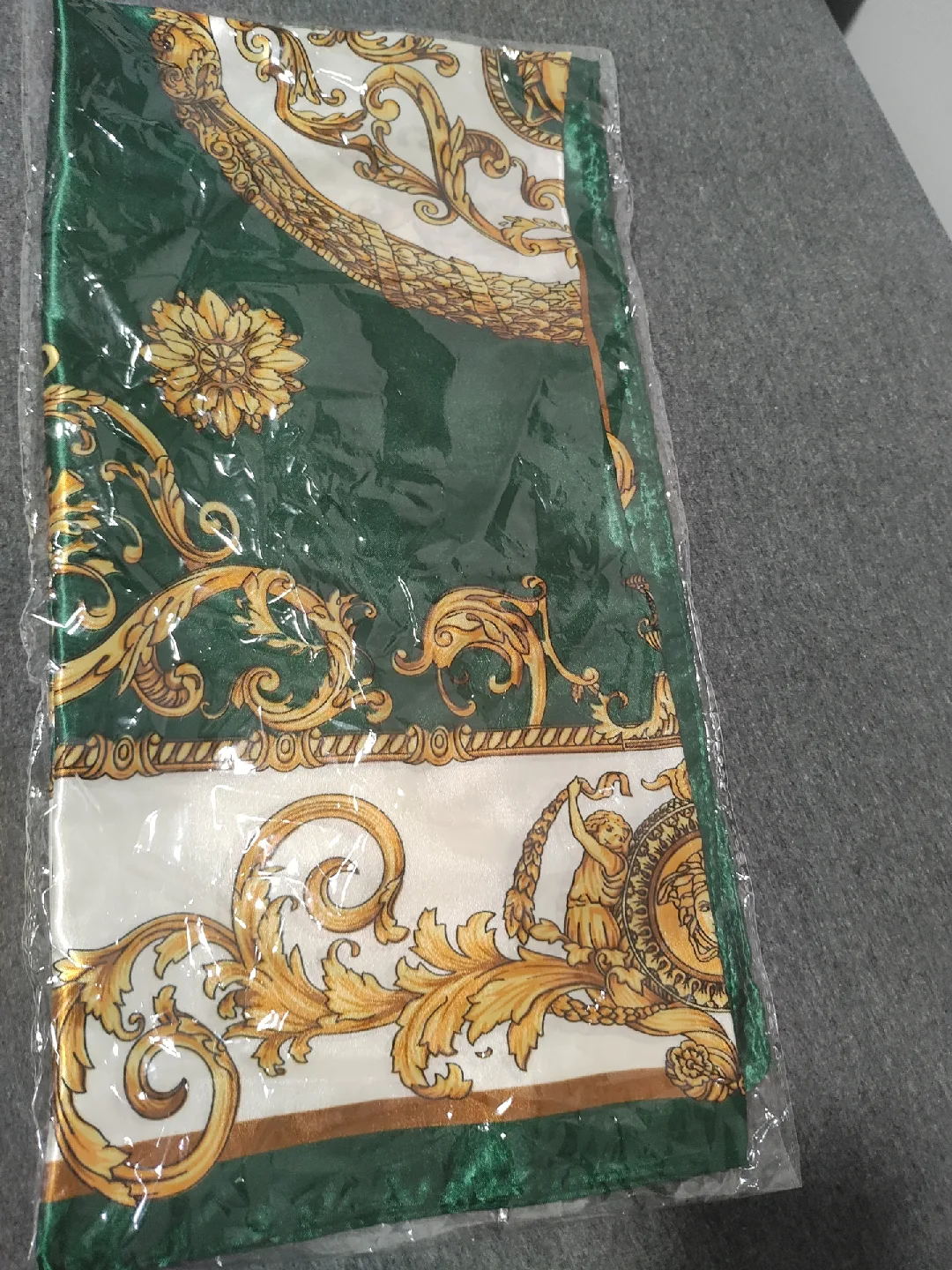 Green & Gold Patterned Scarf - New image indicator(5)