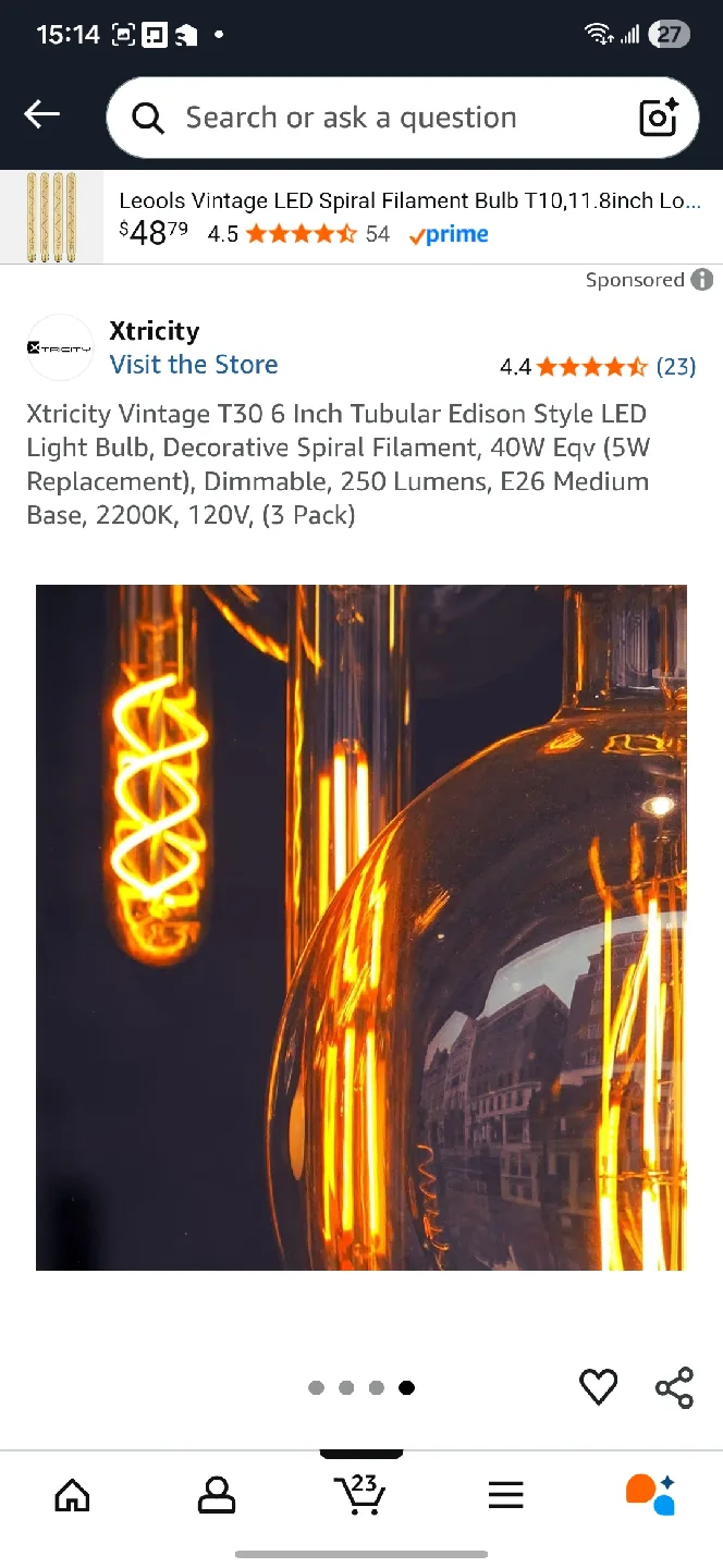 Xtrcity Vintage T30 6 Inch Edison LED Light Bulb thumbnail