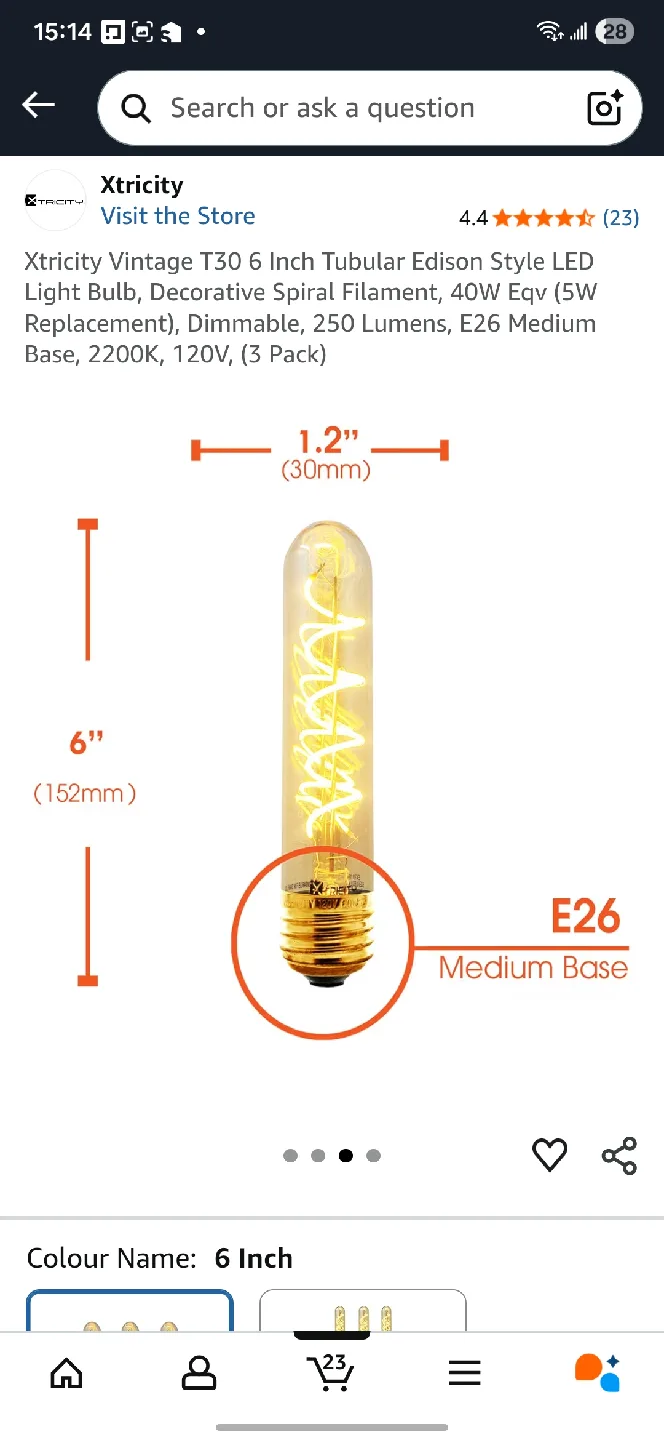 Xtrcity Vintage T30 6 Inch Edison LED Light Bulb image indicator(3)