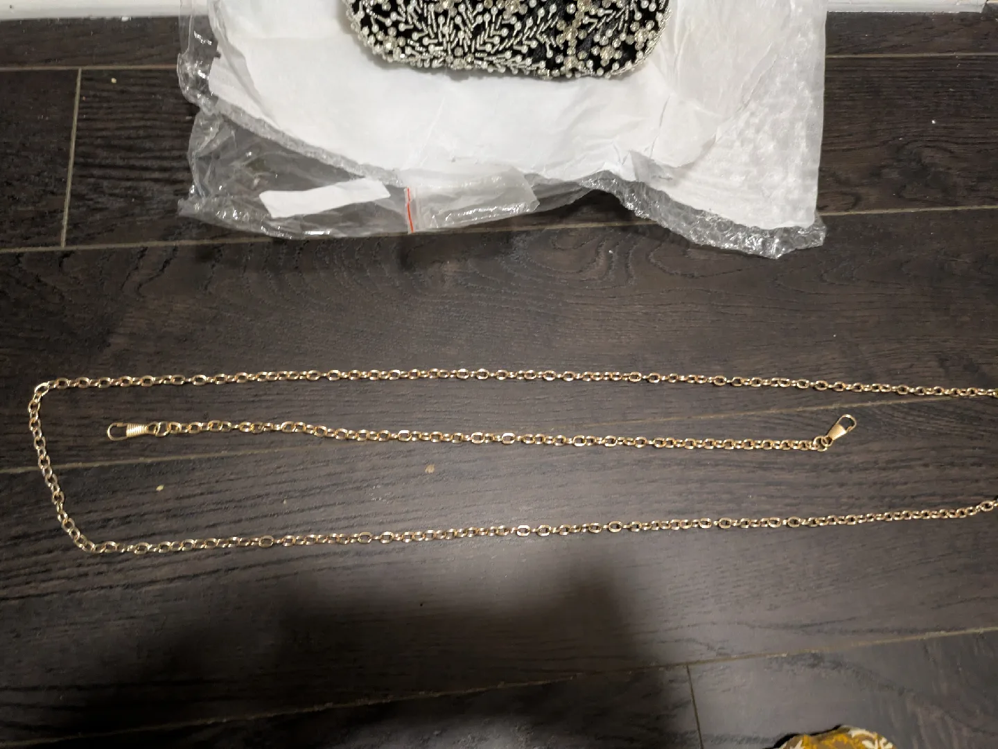 brand new Black Beaded Evening Clutch with Chain image indicator(6)