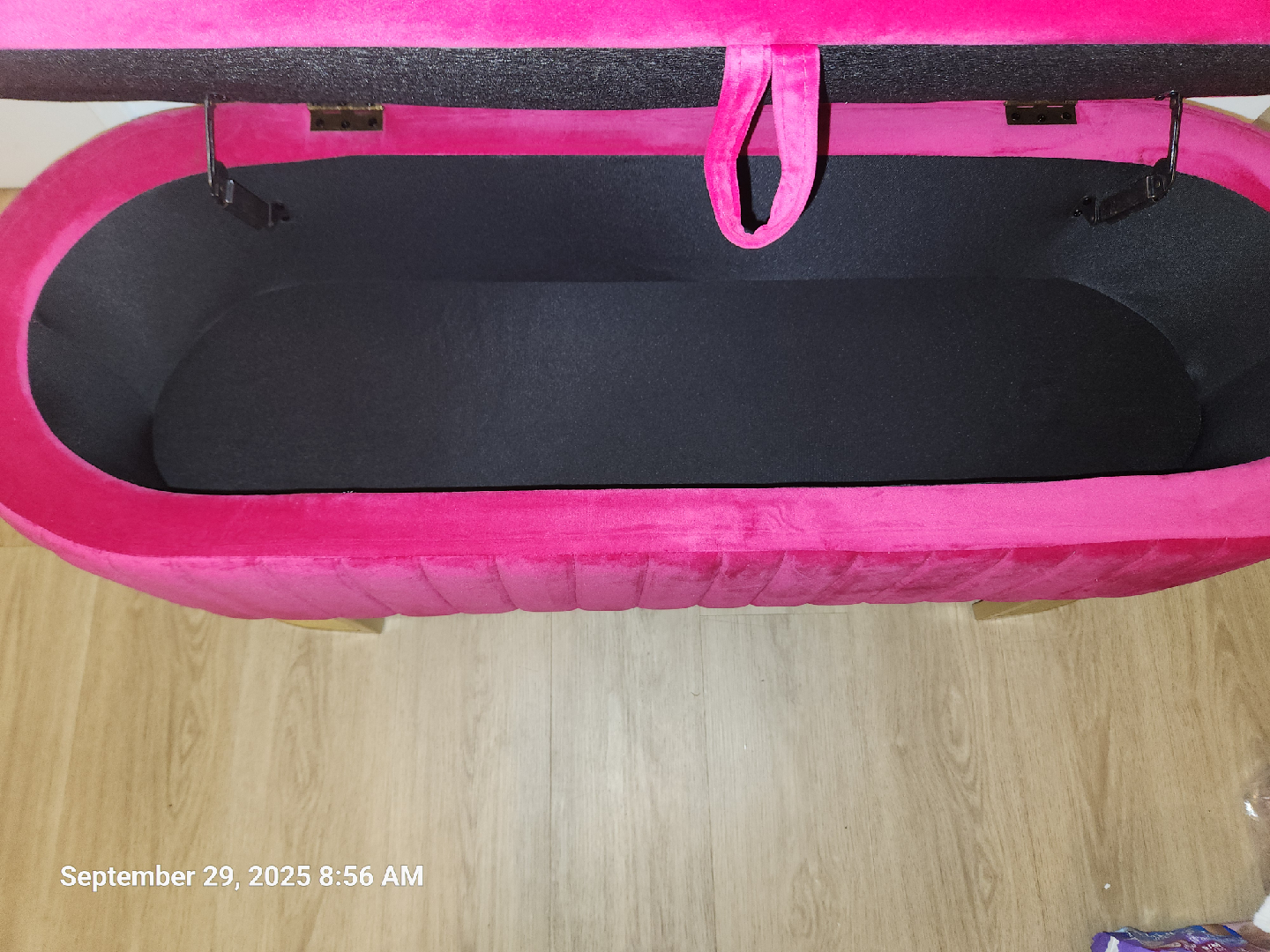 Pink Velvet Storage Ottoman Bench - photo 3