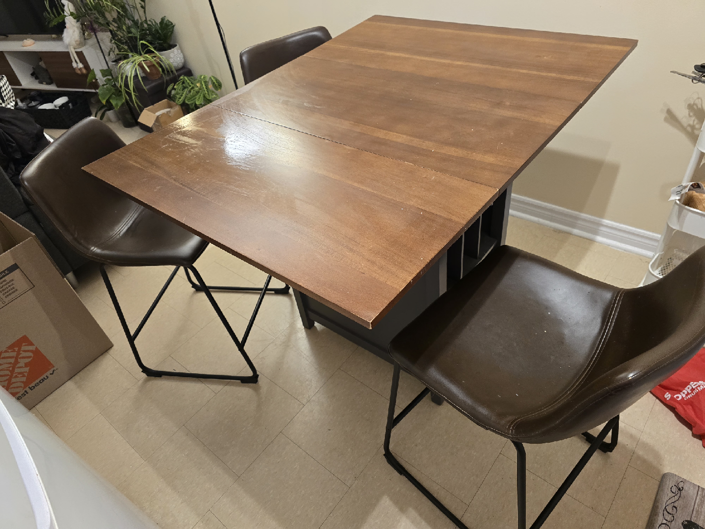 Kitchen/bar Table with Wine Rack & 3 bar  Chairs - photo 2