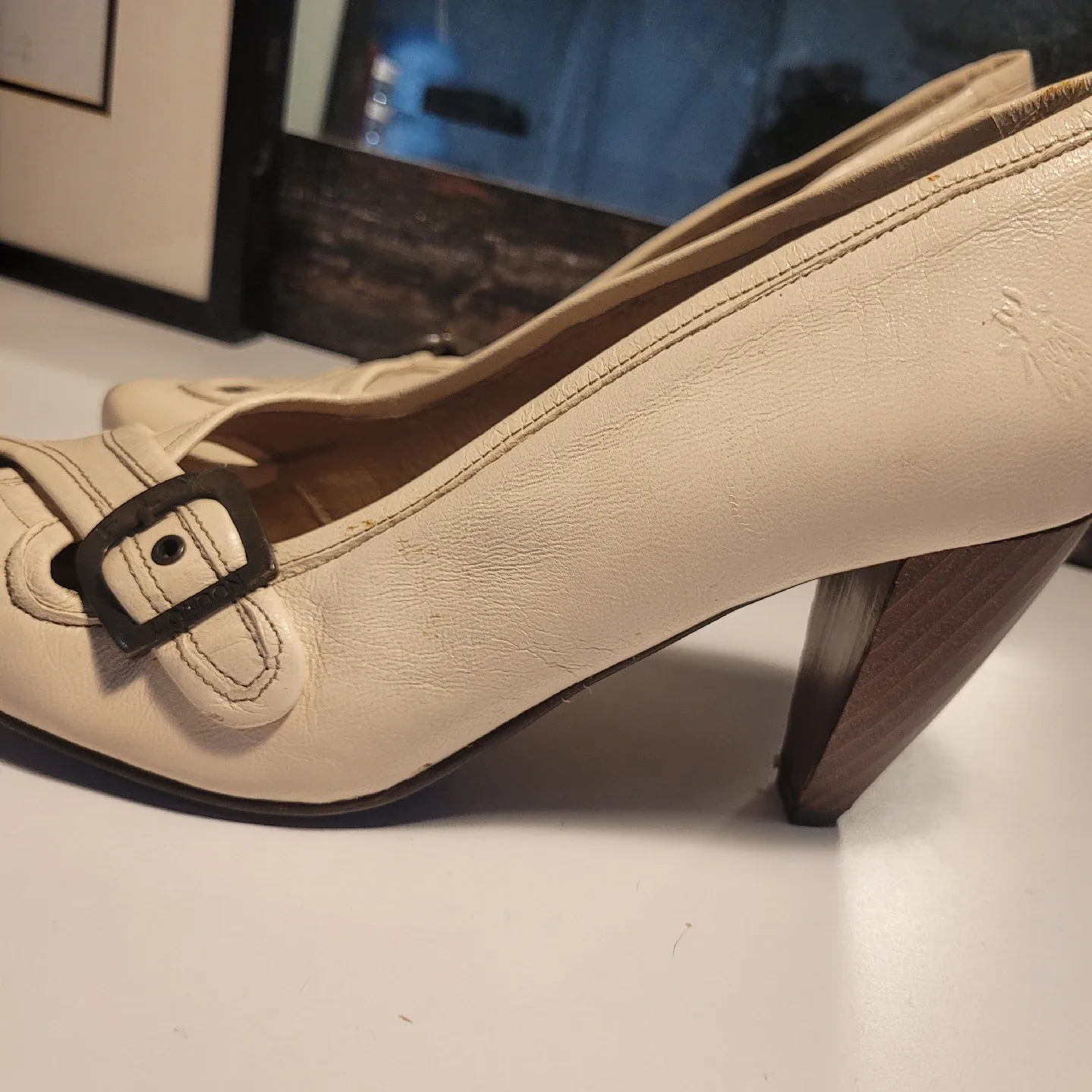 Fly London Cream Leather Heels Size 40 thumbnail