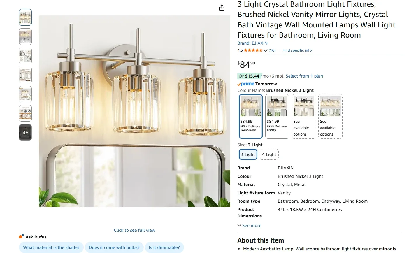 Crystal Bathroom Light Fixture BNIB image indicator(2)