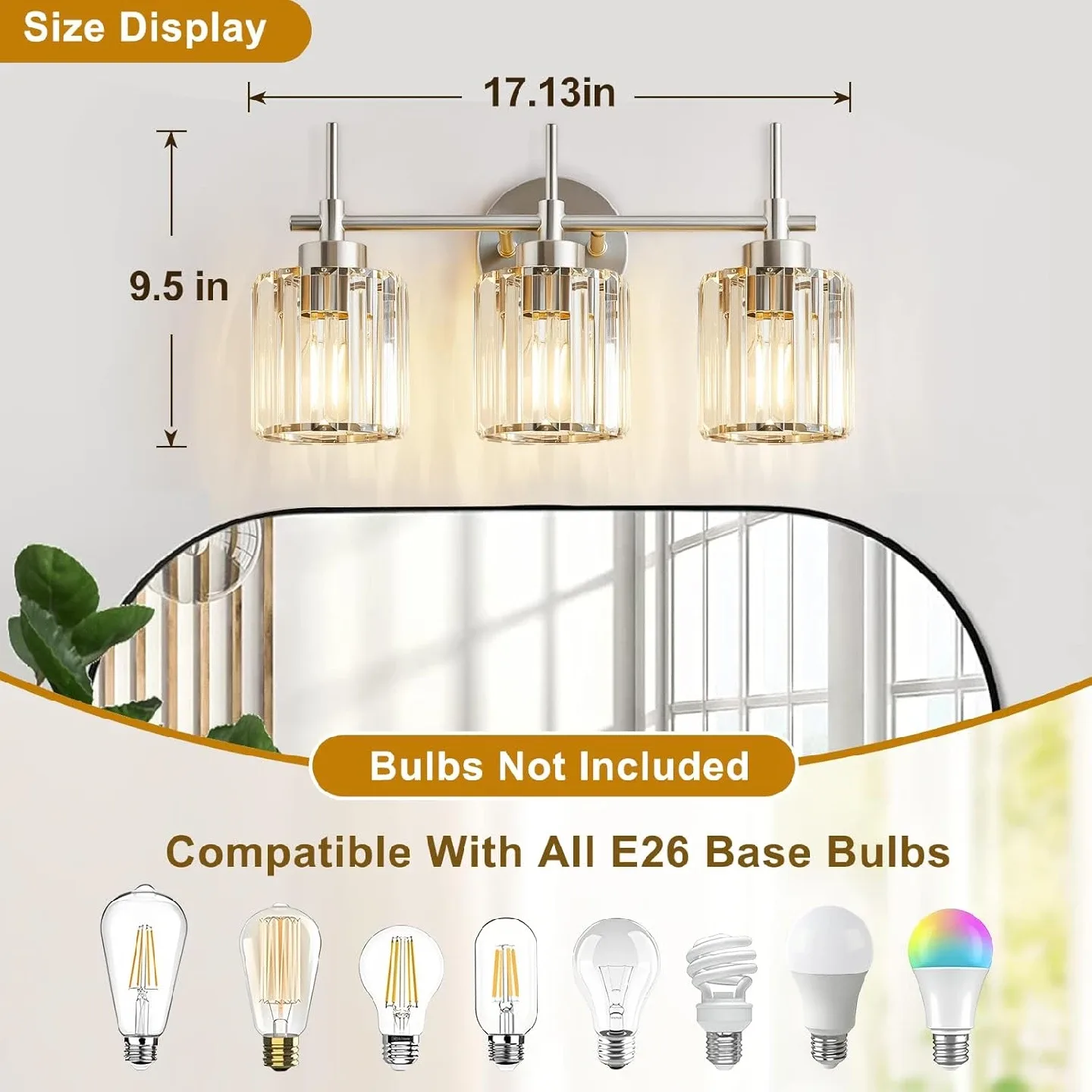 Crystal Bathroom Light Fixture BNIB image indicator(8)