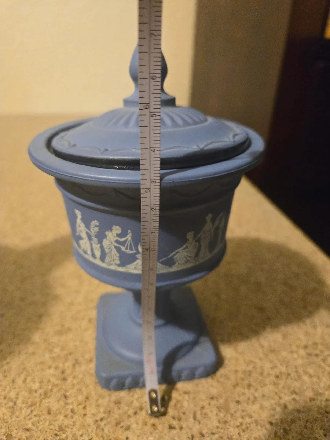 Vintage Avon Powder Blue Wedgwood Style Stemmed Glass with Lid image indicator(2)