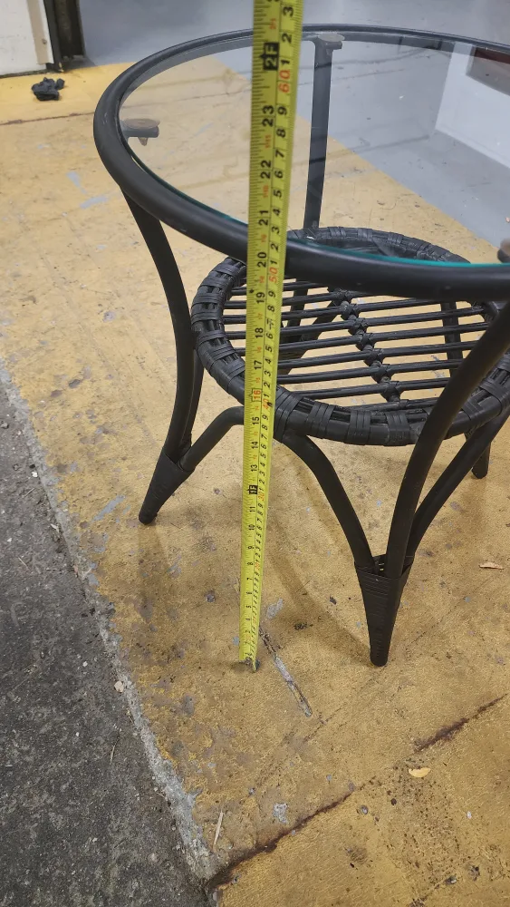 Black Round Side Table with Glass Top image indicator(3)