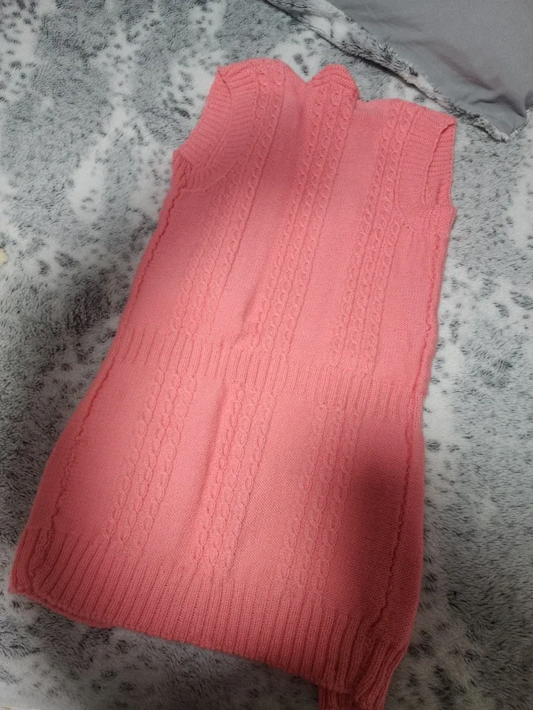 Pink Knitted Sleeveless CROSHET Cardigan image indicator(3)