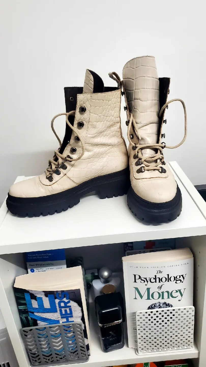 Beige Lace-up Ankle Boots - Size 37 image indicator(5)