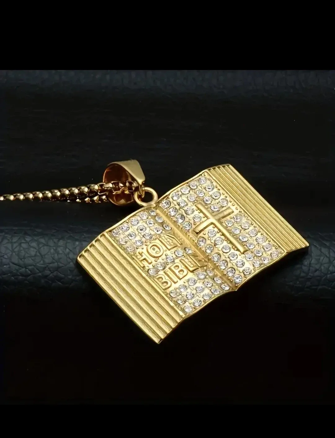 Gold Holy Bible Pendant Necklace image indicator(3)