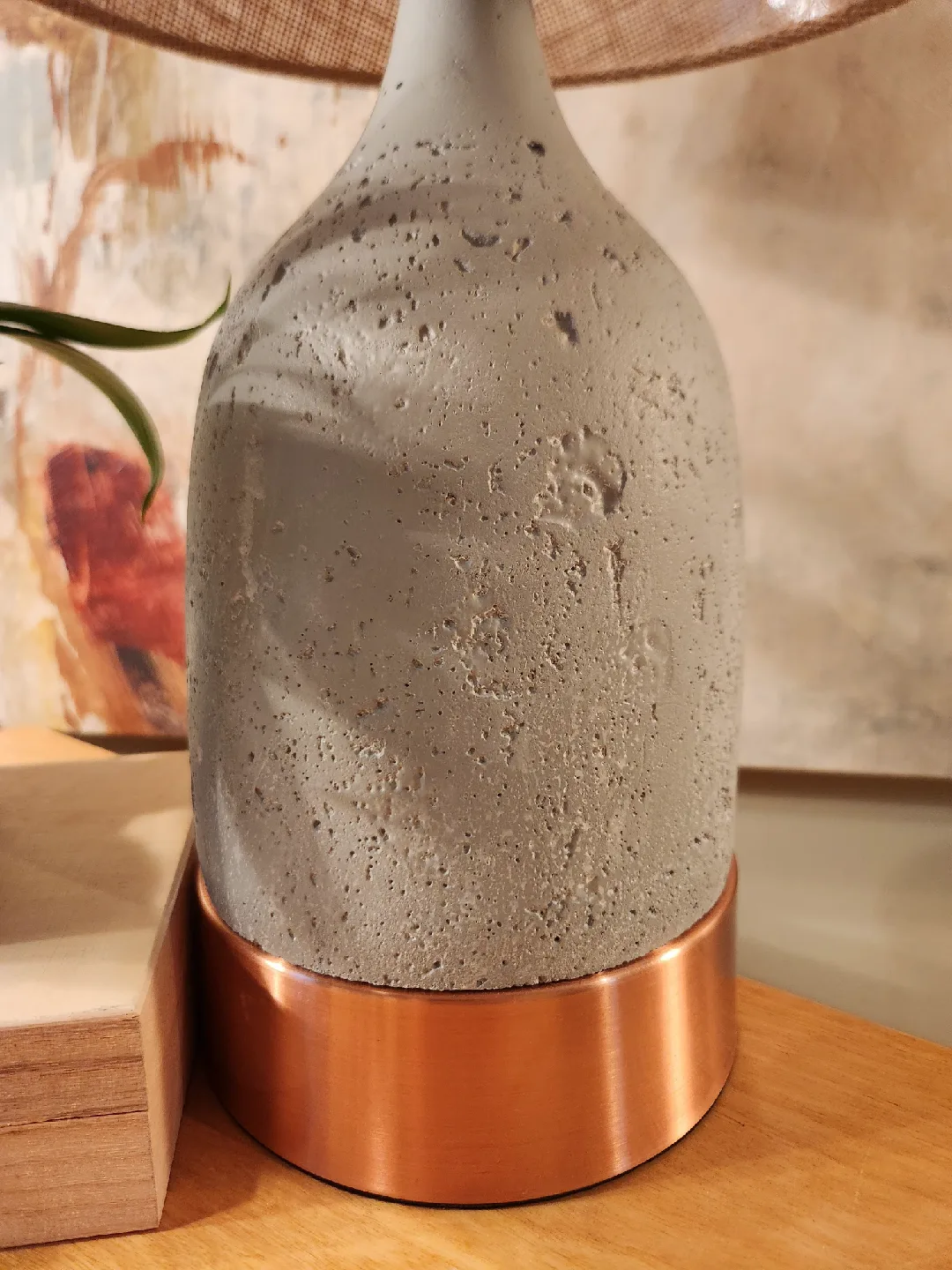 modern minimalist copper and stone. burlap shade lamp image indicator(3)