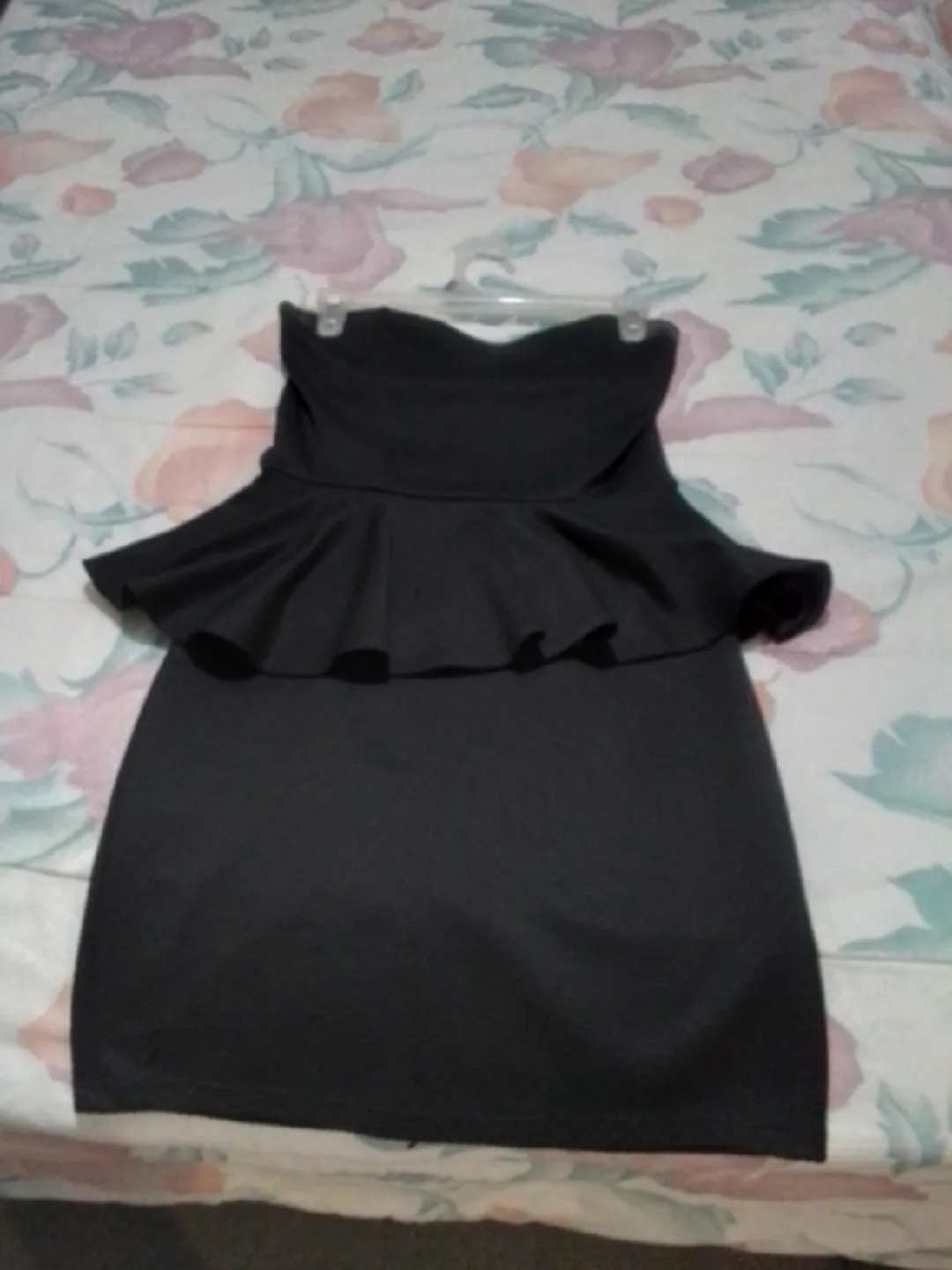 Black Strapless Peplum Dress size medium thumbnail