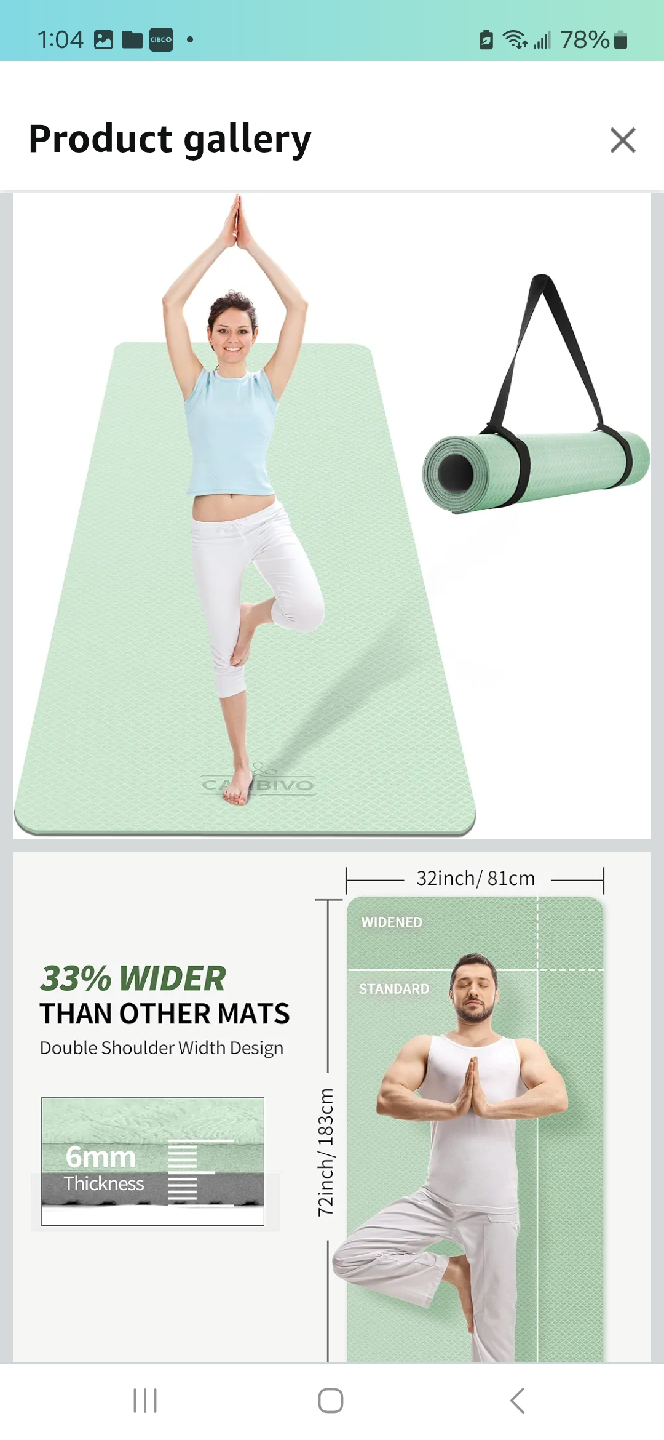 Cambivo Yoga Mat - 32" x 72"
