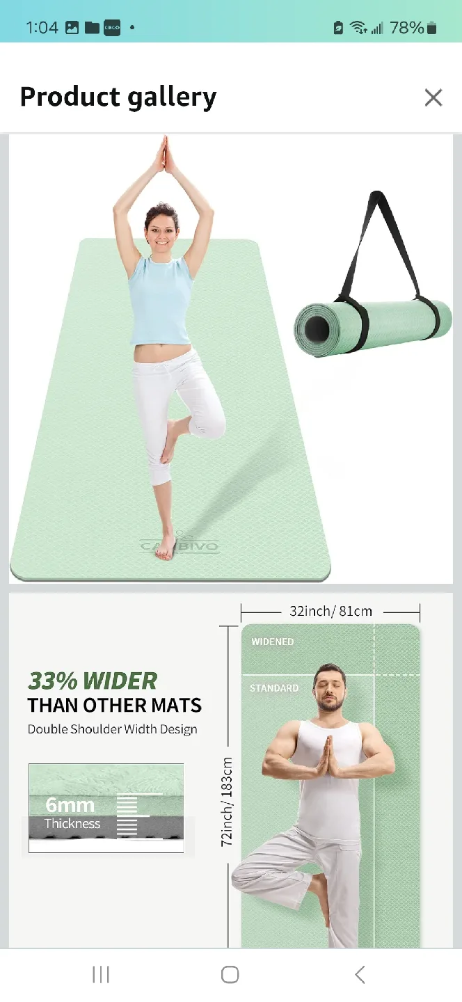 Cambivo Yoga Mat - 32" x 72"