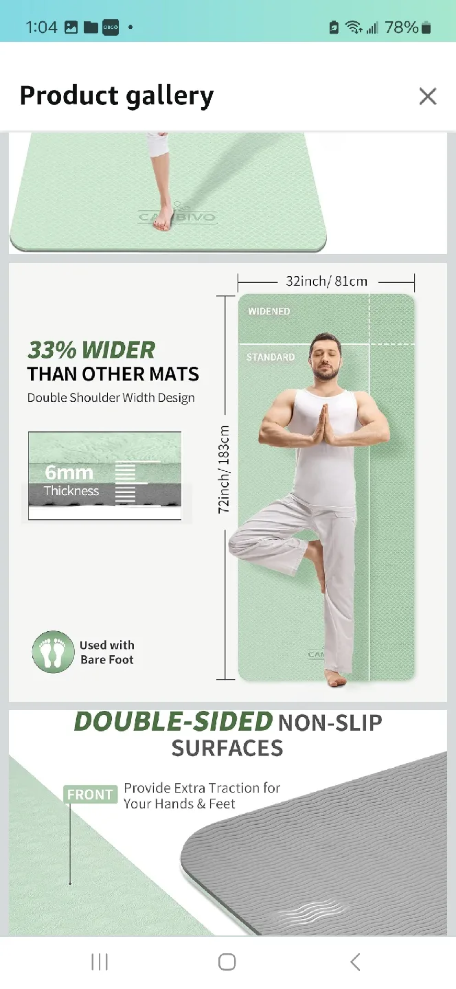 Cambivo Yoga Mat - 32" x 72" image indicator(2)