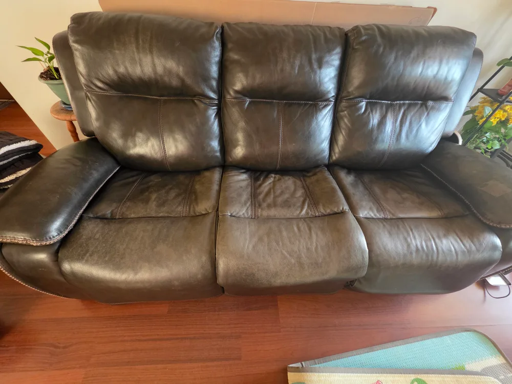 Leather Reclining Sofa - Brown thumbnail